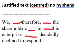 Justified text in typography